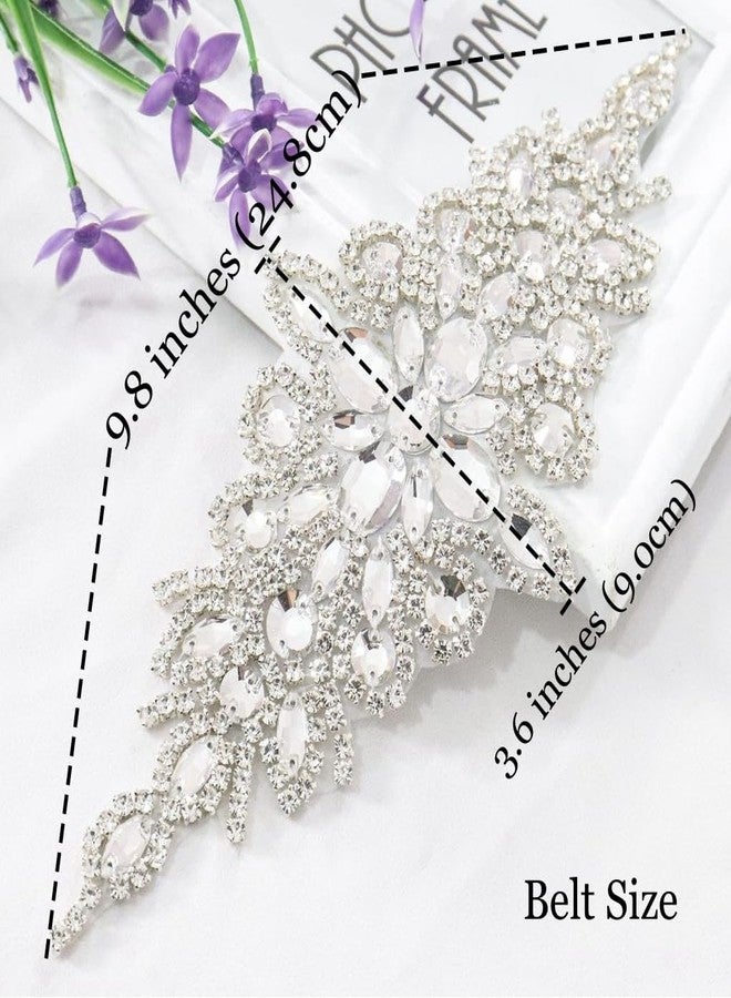Pardecor Crystal Belt Wedding Rhinestone Applique Glitter Dress Belts Beaded Bridal Sash Wedding Belt Bridal Belt(Silver, 1) - Image 3